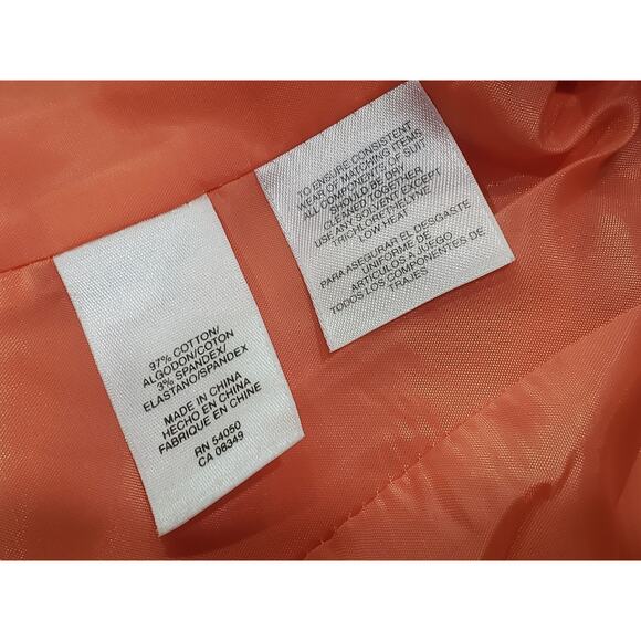 Jones New York Suit Orange Multi Button Blazer Suit Jacket & Skirt 2 Piece Set - Picture 8 of 10